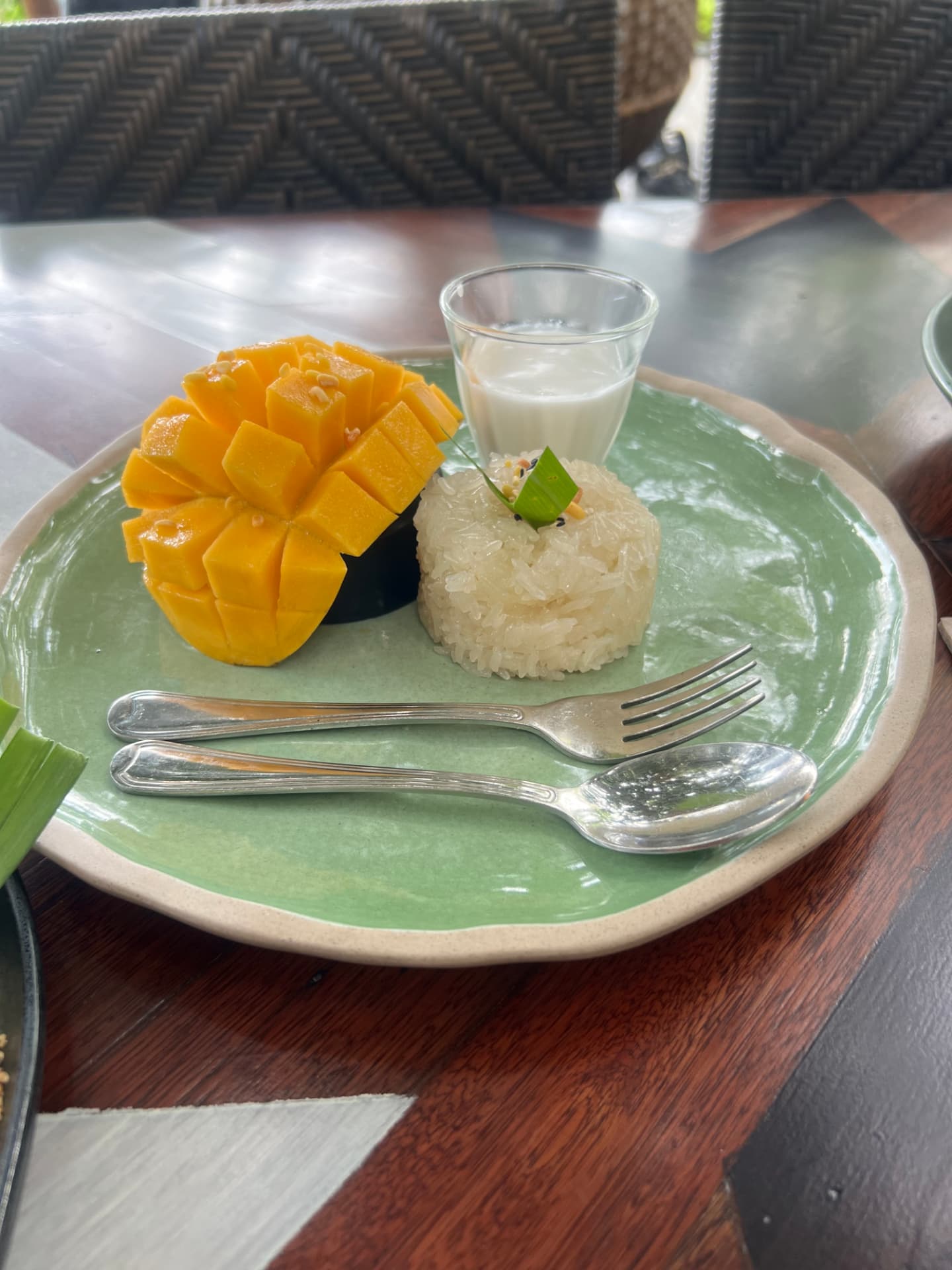 Mango sticky rice with coconut cream in Phuket