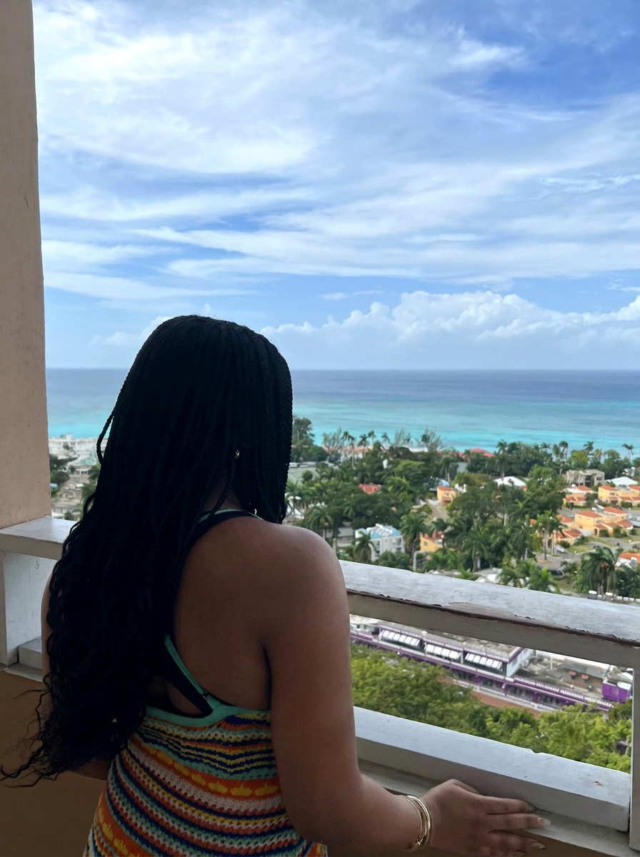 Looking out from my balcony over Montego Bay and the turquoise water