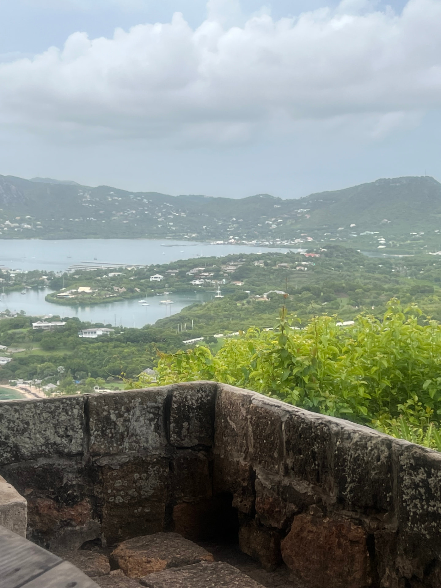 Panoramic views of English Harbour from Shirley Heights Lookout