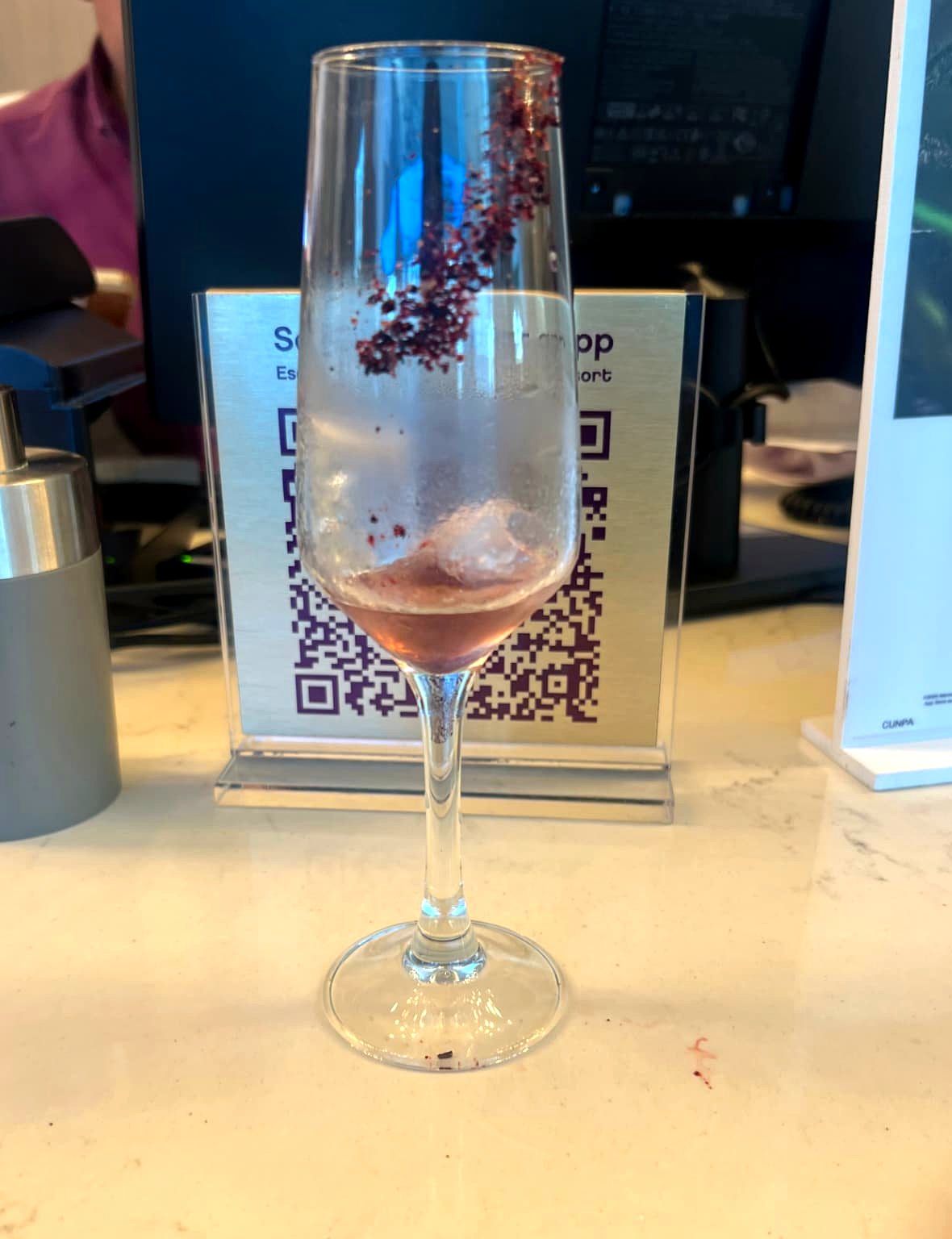 The welcome drink waiting for me at check-in