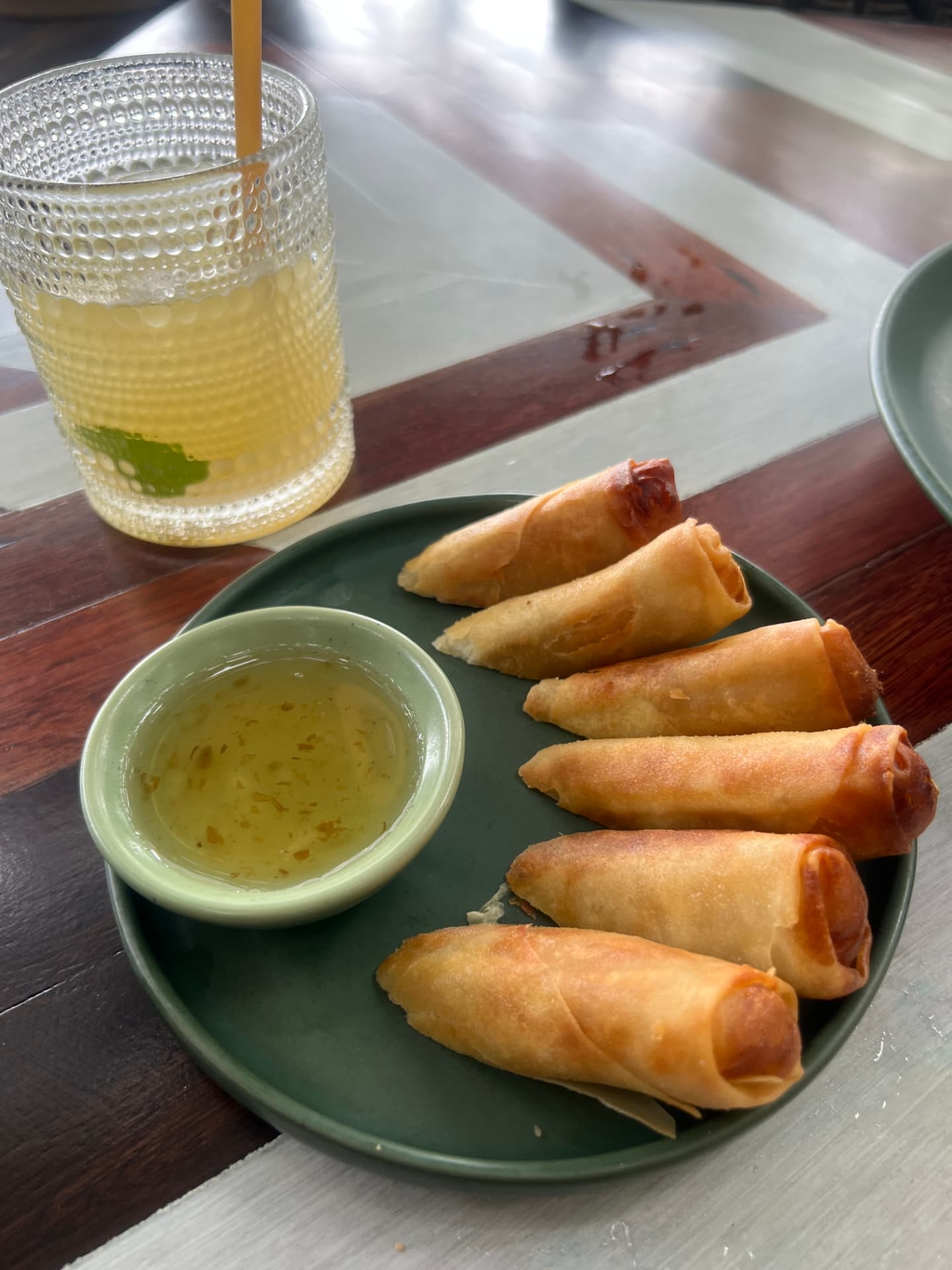 Fried spring rolls with sweet chilli sauce in Phuket